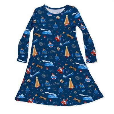 Bellabu Bear Bellabu Bear Kids' The Polar Express Long Sleeve Dress (Toddler, Little Kid & Big Kid)
