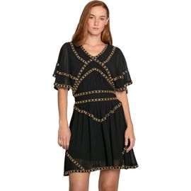 Belle & Bloom Belle & Bloom Golden Mark Beaded Trim Mini Dress