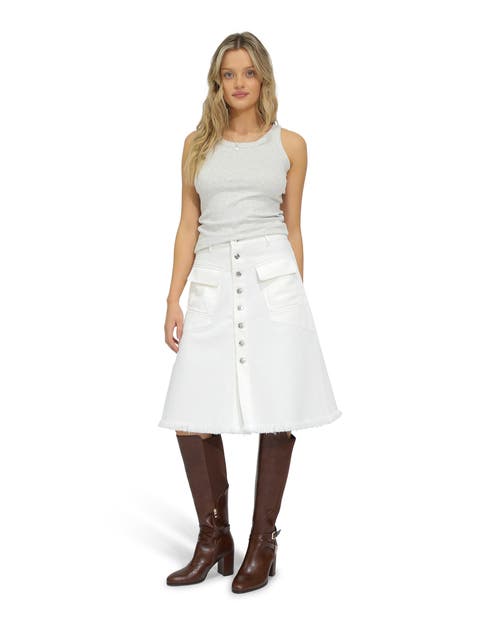 Belle & Bloom Belle & Bloom Let Me Wander Button Front Denim Midi Skirt