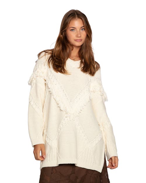 Belle & Bloom Belle & Bloom Tassel Line Fringe Oversized Sweater