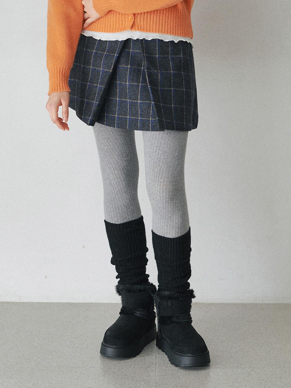 BELLOL Check Wool Pleated Mini Skirt [Melange]