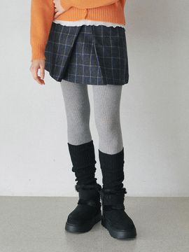 BELLOL Check Wool Pleated Mini Skirt [Melange]