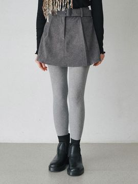 BELLOL Corduroy Pleated Mini Skirt [Gray]