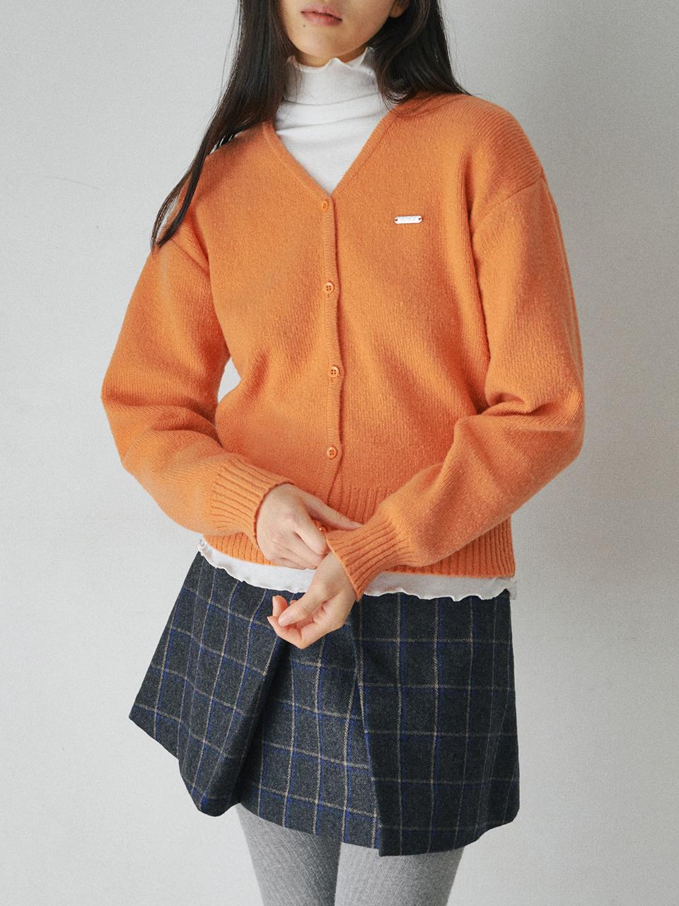 BELLOL Essential V-neck Polyester Knit Cardigan [ORANGE]