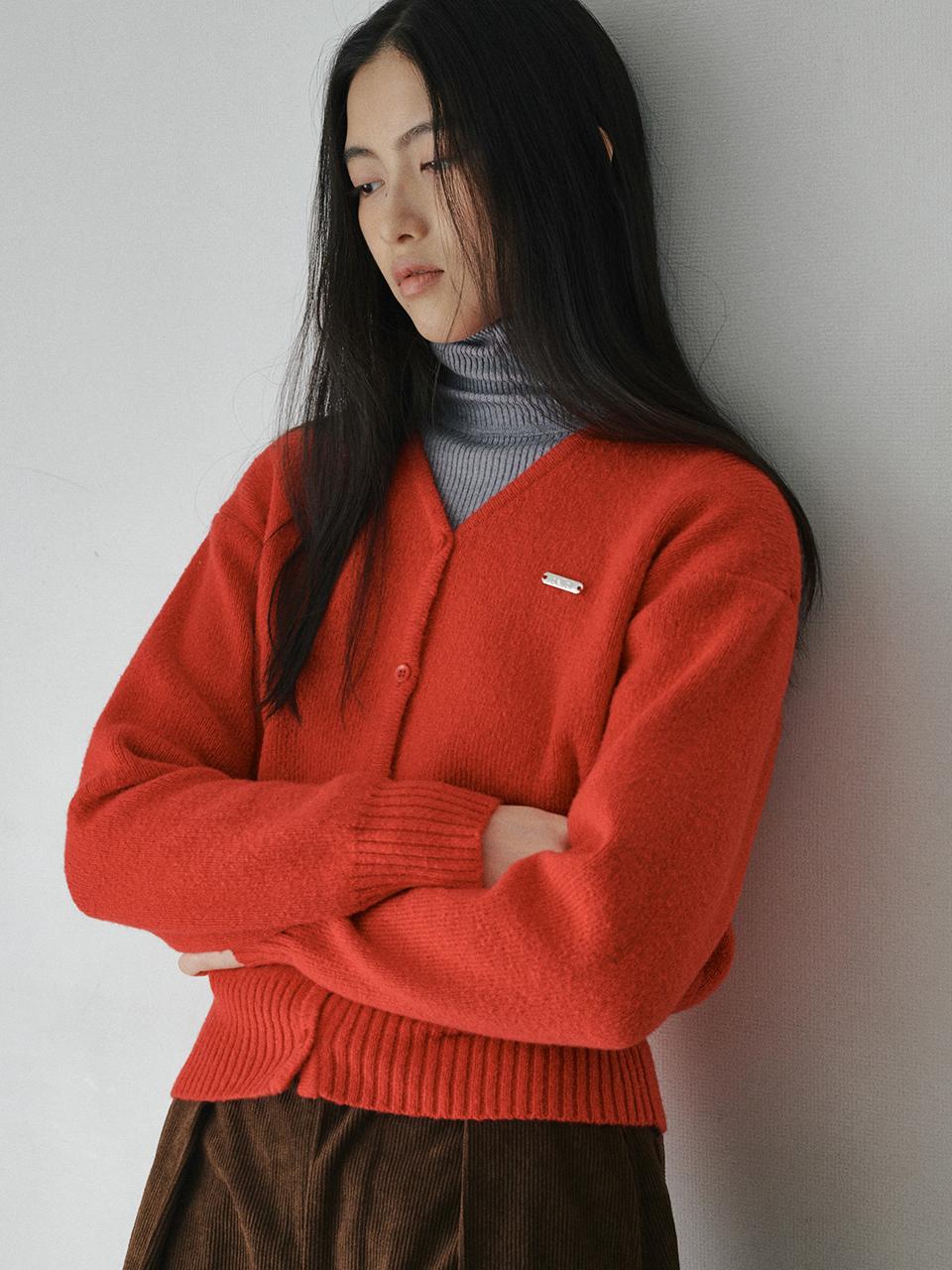 BELLOL Essential V-neck Regular Fit Knit Cardigan [RED]