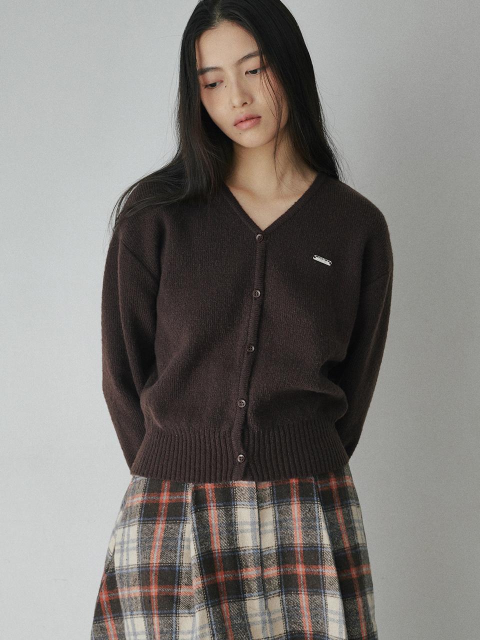 BELLOL Essential V-neck Relaxed Fit Cardigan [BROWN]