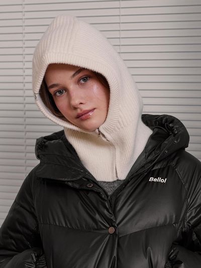 BELLOL Golgi Knit Zip-up Winter Balaclava [Beige]