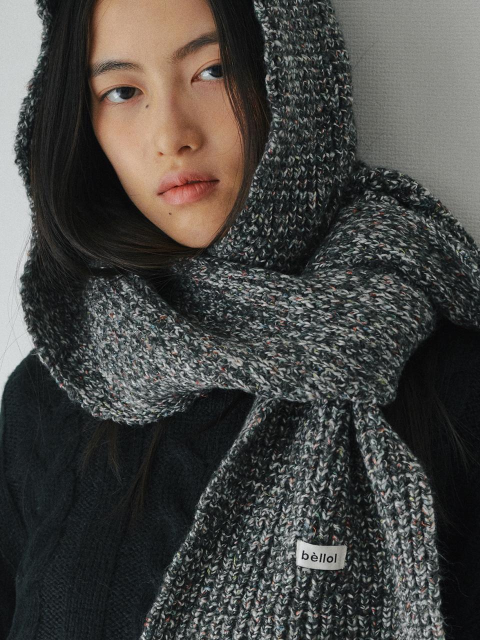 BELLOL Hachi Bokashi Cotton Blend Muffler Balaclava [BLACK]