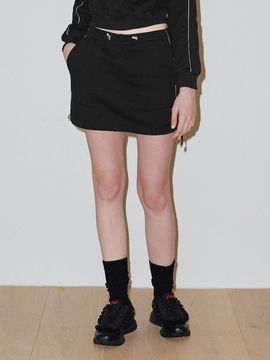 BELLOL String Sweat Mini Skirt BLACK