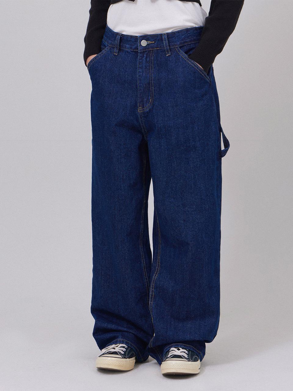 BELLOL Wide Carpenter Denim Pants Deep Blue