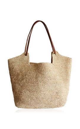 Bembien Bembien Amaya Raffia And Leather Tote