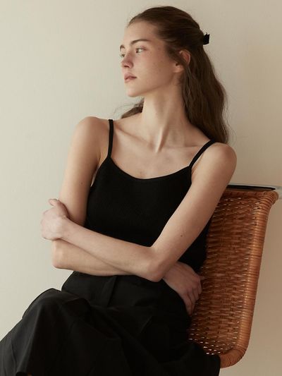 BEMUSE MANSION [Exclusive] Ribbed Sleeveless_2 Colors