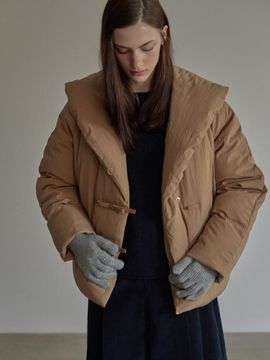 BEMUSE MANSION Ribbon shawl collar down Jacket - Yellowish Brown