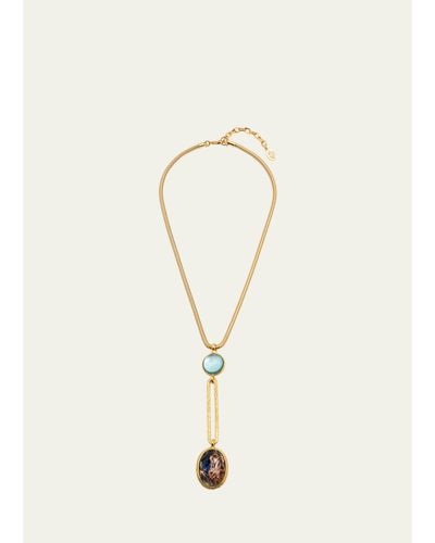 Ben-Amun 24K Snake Lariat Necklace with Stones