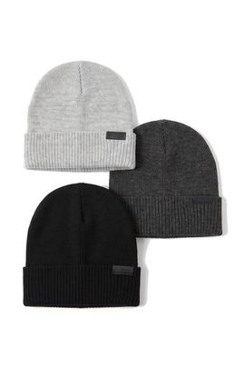 Ben Sherman Ben Sherman Ribbed Cuff Flat Knit Beanies, Set Of 3