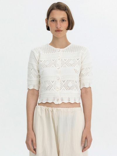 Bensimon Crochet Half Knit Cardigan