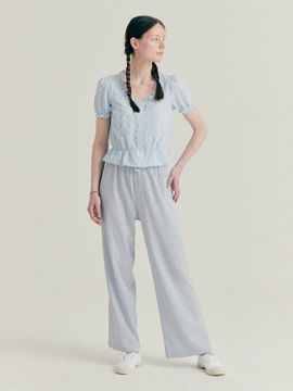 Bensimon Gingham Banding Pants (Sky Blue)