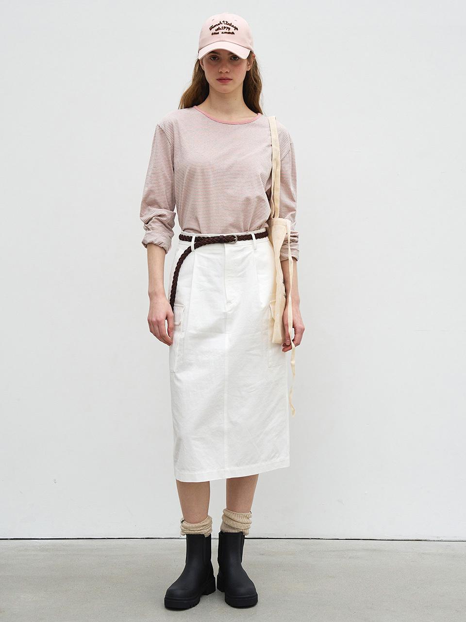 Bensimon H LINE POCKET MIDI SKIRT - WHITE
