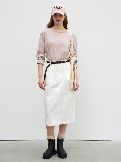Bensimon H LINE POCKET MIDI SKIRT - WHITE