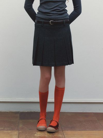 Bensimon PLEATS MINI SKIRT - CHARCOAL