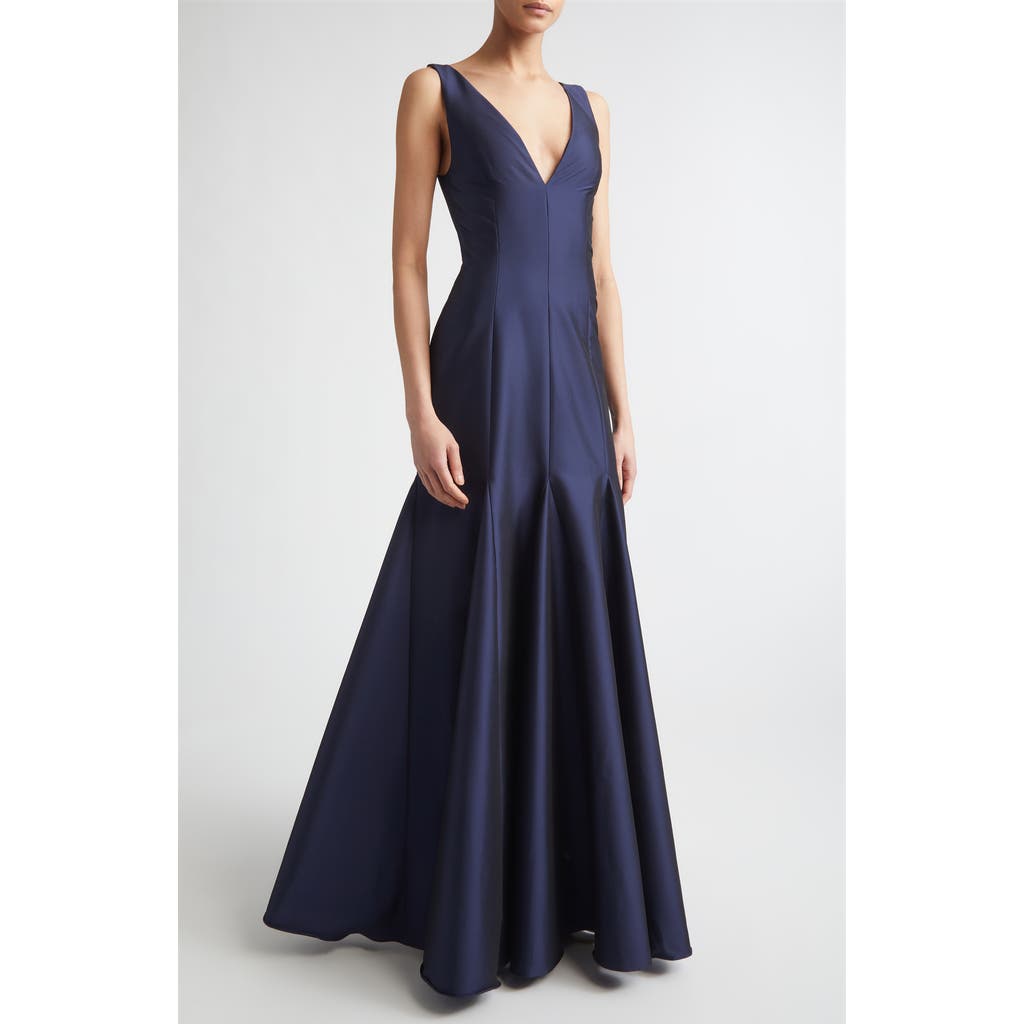 knee length dresses for ladies Aurelia Satin V-Neck Midi Dress – La Tre Clothing main image 0