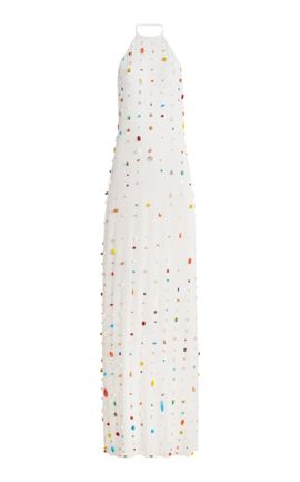 Bernadette Bernadette Exclusive Francine Embroidered Crepe Maxi Halter Dress