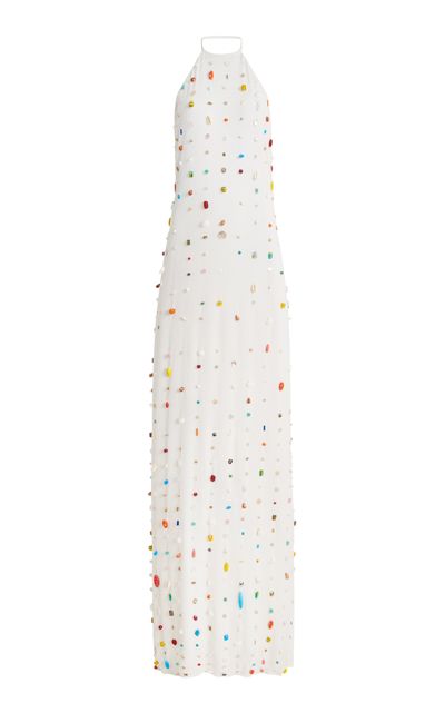 Bernadette Bernadette Exclusive Francine Embroidered Crepe Maxi Halter Dress
