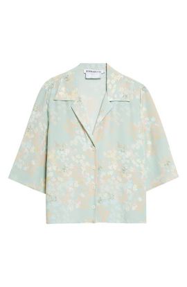 BERNADETTE BERNADETTE Petit Beurre Jasmine on Mint Print Silk Button-Up Camp Shirt