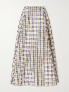BERNADETTE Checked seersucker maxi skirt