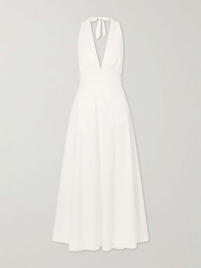 BERNADETTE Marilyn organic cotton-blend poplin halterneck maxi dress