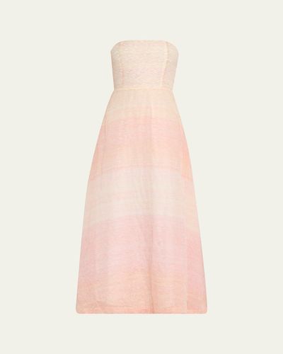 BERNADETTE Odette Strapless Threaded Silk Midi Dress