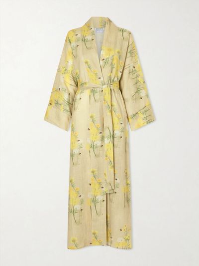 BERNADETTE Peignoir belted floral-print linen maxi dress