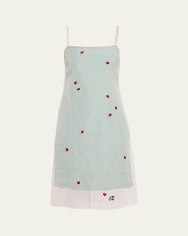 BERNADETTE Rachel Ladybug Embellished Layered Midi Slip Dress