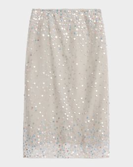 BERNADETTE Roxane Embellished Silk Midi Skirt