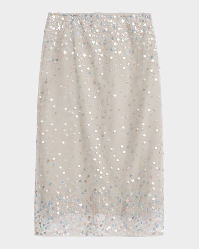 BERNADETTE Roxane Embellished Silk Midi Skirt