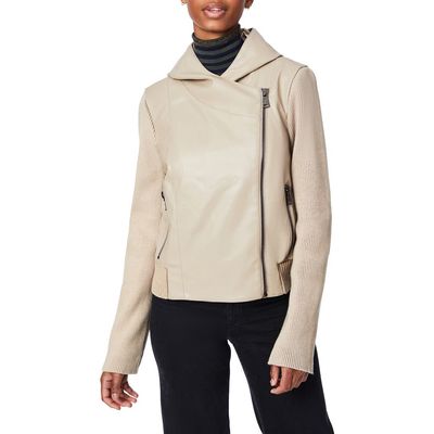Bernardo Bernardo Faux Leather & Knit Moto Jacket