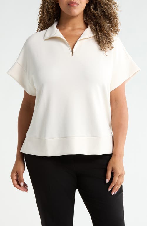 Bernardo Bernardo Half Zip Short Sleeve Scuba Top