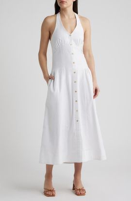 Bernardo Bernardo Linen Blend Halter Maxi Dress
