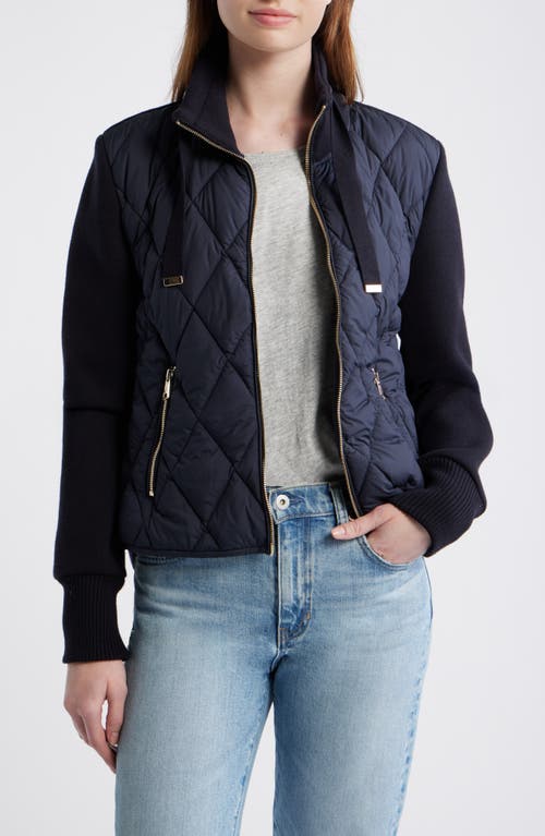 Bernardo Bernardo Mixed Media Quilt Front Sweater Jacket