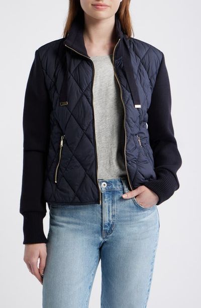 Bernardo Bernardo Mixed Media Quilt Front Sweater Jacket