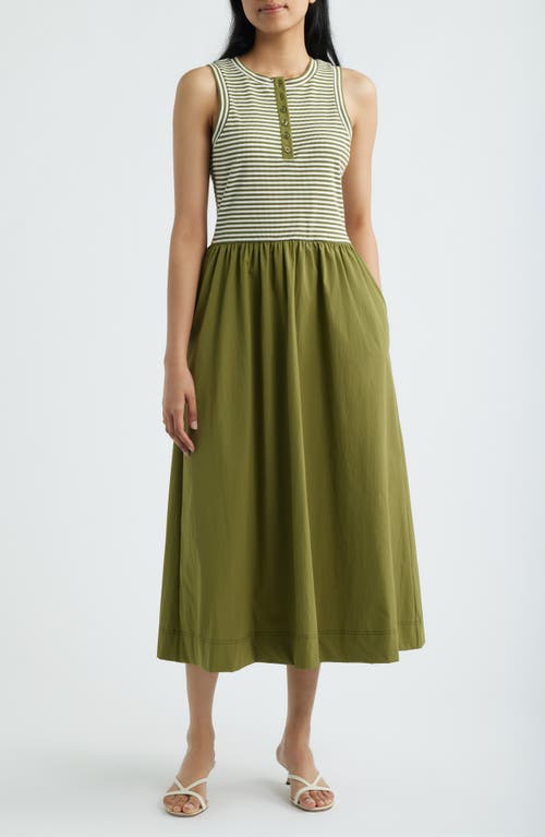 Bernardo Bernardo Stripe Mixed Media Midi Dress