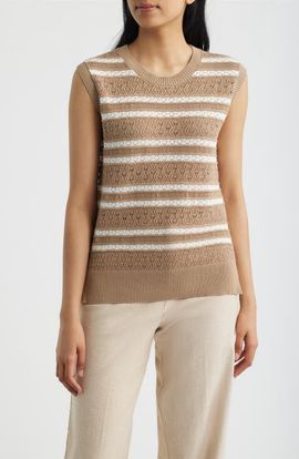 Bernardo Bernardo Stripe Sleeveless Sweater