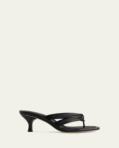 Bernardo Miami Kitten-Heel Leather Mule Sandals