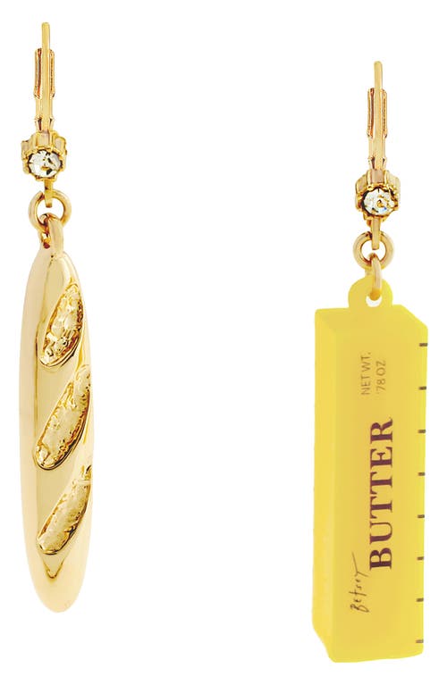 Betsey Johnson Betsey Johnson Bread 'n Butter Mismatched Leverback Earrings