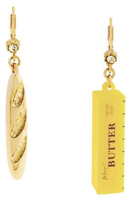 Betsey Johnson Betsey Johnson Bread 'n Butter Mismatched Leverback Earrings