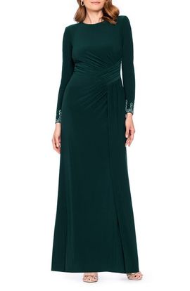 Betsy & Adam Betsy & Adam Bead Detail Long Sleeve Knit Gown