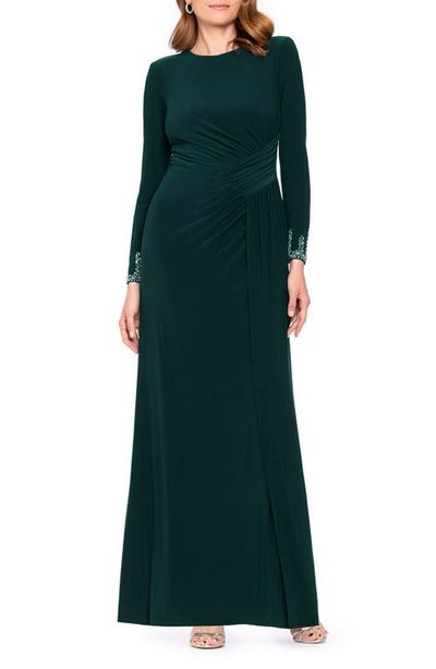 Betsy & Adam Betsy & Adam Bead Detail Long Sleeve Knit Gown