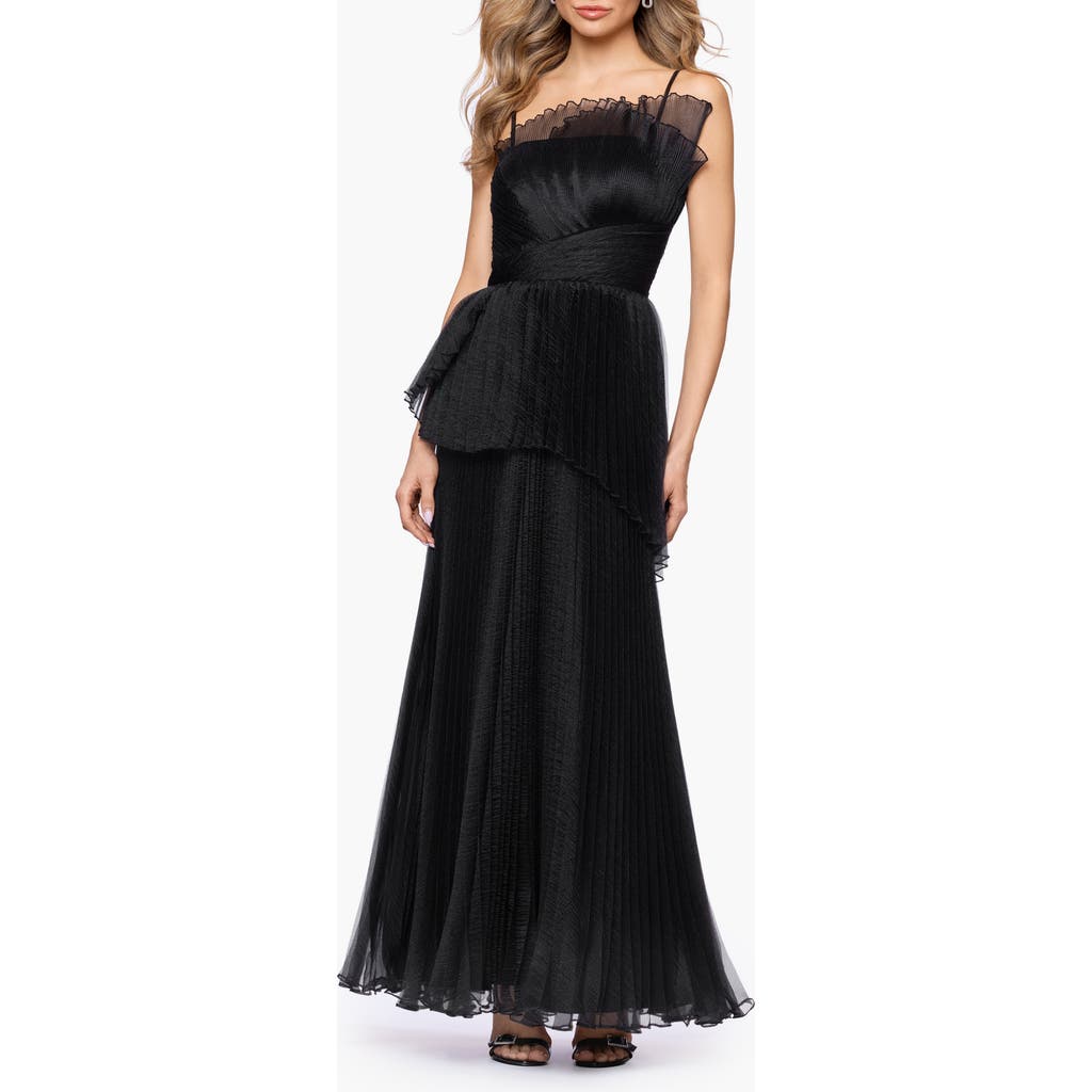 Betsy & Adam Betsy & Adam Fan Pleated Tulle Gown