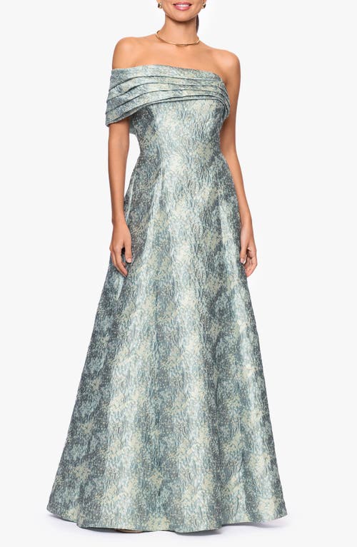 Betsy & Adam Betsy & Adam Floral Brocade Off the Shoulder Gown