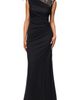 Betsy & Adam Betsy & Adam Lace Detail Mixed Media Ruched Gown - 1